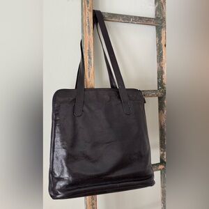 Vintage Thick Leather Laptop Shoulder Bag | Made in Canada